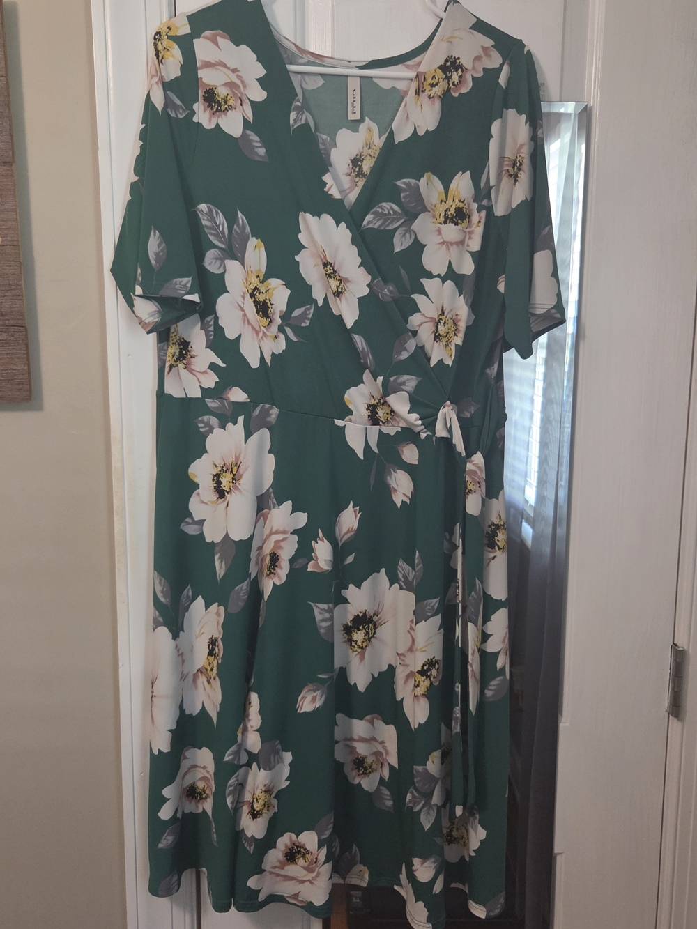 Gilli Teal Floral Wrap Dress with Cream Blooms